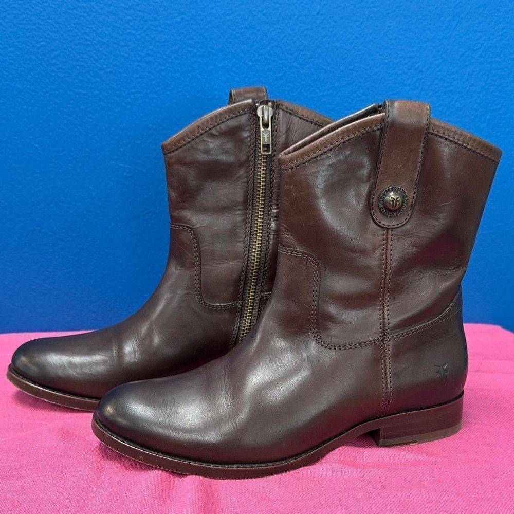 Frye Dark Brown Leather Ankle Boots